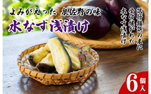 よみがえった泉佐野の味 水なす浅漬け6個【泉州 泉佐野産 水ナス 水茄子 ぬか漬け 漬物 大阪 泉佐野 大阪府 泉佐野市】 010B1970
