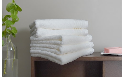 シルキータッチ フェイスタオル?ホワイト5枚 G2076