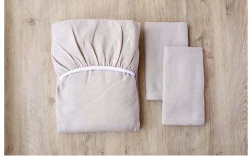 【tissu de coton/ハニカム織】泉州南部織 BED用ダブルシーツ＆ピロー2枚（BE） G1959