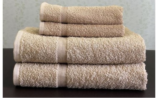 泉州タオルＪＯＹバス＆フェイス４枚セット（サマーブラウン）【泉州タオル 国産 吸水 普段使い 無地 シンプル 日用品 家族 ファミリー】 099H3645