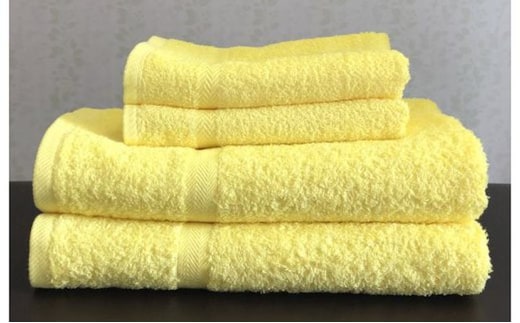 泉州タオルＪＯＹバス＆フェイス４枚セット（シトロンイエロー）【泉州タオル 国産 吸水 普段使い 無地 シンプル 日用品 家族 ファミリー】 099H3646