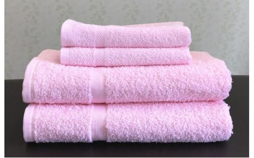 泉州タオルＪＯＹバス＆フェイス４枚セット（チェリーピンク）【泉州タオル 国産 吸水 普段使い 無地 シンプル 日用品 家族 ファミリー】 099H3648