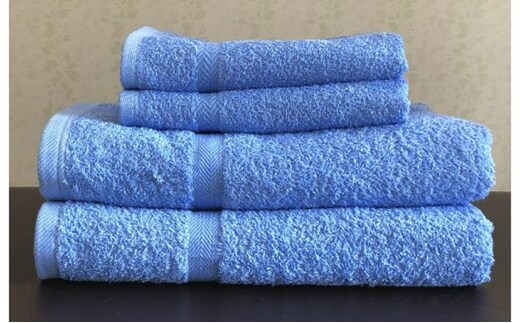 泉州タオルＪＯＹバス＆フェイス４枚セット（パイロットブルー）【泉州タオル 国産 吸水 普段使い 無地 シンプル 日用品 家族 ファミリー】 099H3649
