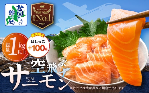 アトランティックサーモン 総量 1kg以上＋はしっこ100g【フィレ エコパック 訳あり サイズ不揃い 刺身 さーもん 冷凍 北国からの贈り物】 015B474-2