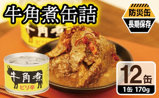 牛角煮缶詰 12缶セット【牛カルビ 牛バラ肉 おかず おつまみ 防災 備蓄 非常食 防災缶 長期保存 大阪 泉佐野 大阪府 泉佐野市】 020C577