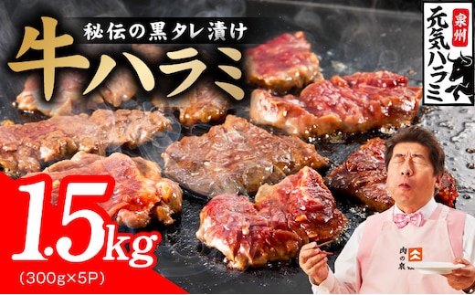 【新登場】極旨黒ダレ 牛ハラミ 1.5kg（300g×5P）【牛肉 はらみ 小分け 焼肉 お弁当 BBQ 訳あり ワケアリ わけあり サイズ不揃い 規格外 TVで話題 大阪 泉佐野 大阪府 泉佐野市】 020C599