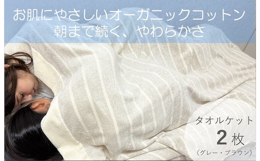 お肌にやさしいタオルケット（cotton meシリーズ）2枚セット（グレー・ブラウン）【泉州タオル 国産 吸水 普段使い シンプル 日用品】 030D115