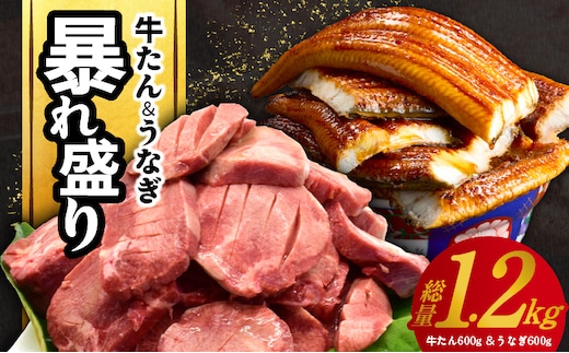 暴れ盛りセット 牛たん & うなぎ 総量 1.2kg【600g×2 牛肉 厚切り牛タン 鰻 蒲焼き 訳あり サイズ不揃い 小分け 家計応援】 G3614