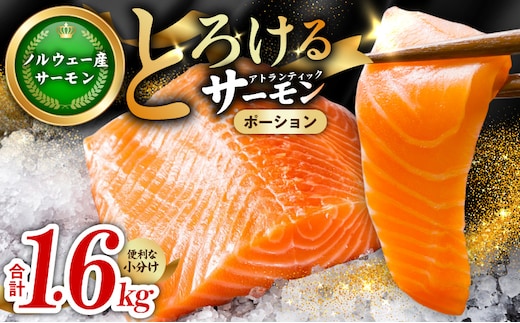 アトランティックサーモン 1.6kg【ポーション 小分け 刺身 海鮮丼 さーもん 冷凍 訳あり サイズ不揃い まとめ買い】 030D239