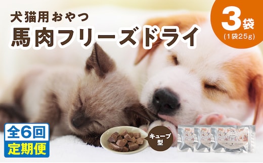 ALOHAS 馬肉フリーズドライ 犬猫用おやつ 定期便 全6回【犬猫用 国産 無添加 無着色 高タンパク 低脂肪 ドッグフード キャットフード 毎月配送コース】 099Z360