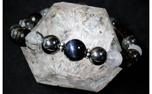 天然石ブレスレット 「戦う戦士たちへ」ブラック 099H2103