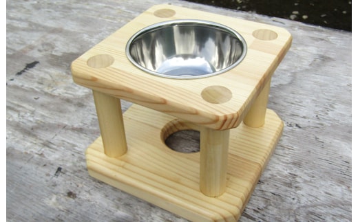 手作り木製 背の高いペット用 ペット用食器（小） 099H2126
