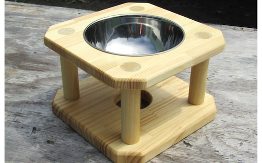 手作り木製 背の高いペット用 ペット用食器（大） 099H2127