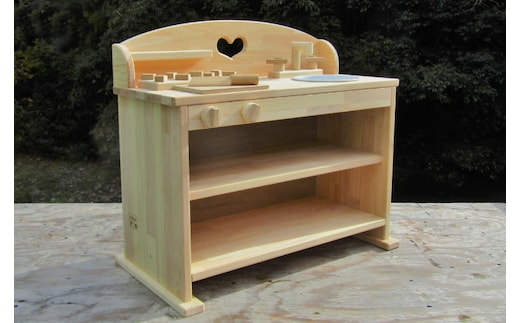 手作り木製 ままごとキッチン ＵＨＫ２（素材色バージョン） 099H2139