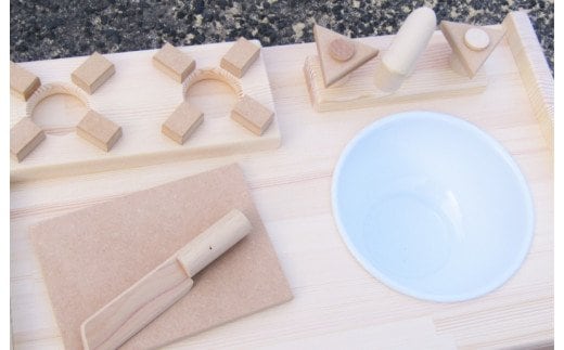 手作り木製 ままごとキッチン KHM 素材色バージョン 099H2149