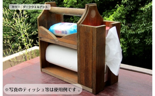 手作り木製 キッチンやアウトドアに便利！3種が入るペーパーラック 099H2174