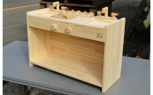 手作り木製 ままごとキッチン KBM-W 素材色バージョン 099H2212