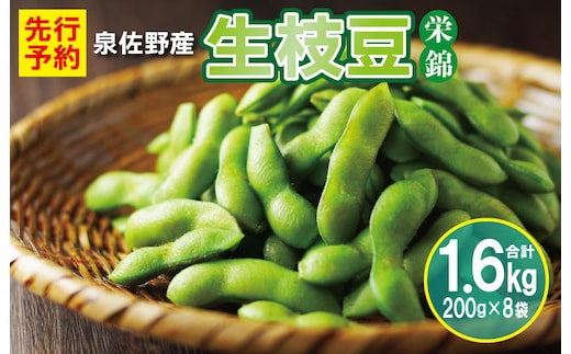 【先行予約】新鮮枝豆（栄錦）合計 1.6kg（200g×8） G2759