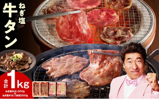 ねぎ塩 牛タン 食べ比べセット 合計 1kg（牛タン 500g／成型牛たん 500g）【焼肉用 焼くだけ 小分け BBQ やきにく】 099H4050