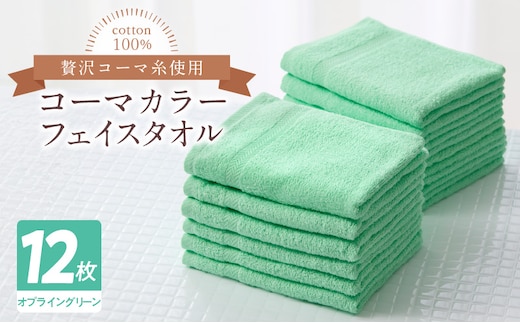 コーマカラーフェイスタオル12枚セット（オプライングリーン）泉州タオル【泉州タオル 国産 吸水 普段使い 無地 シンプル 日用品 家族 ファミリー】 020C448