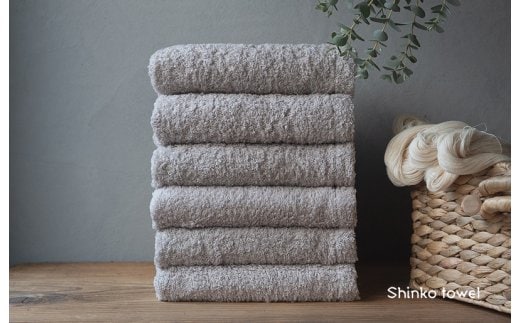 【TVで紹介！】おぅ！え～やん フェイスタオル（グレー）6枚【泉州タオル 国産 吸水 普段使い 無地 シンプル 日用品 家族 ファミリー】 G2691