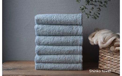 【TVで紹介！】おぅ！え～やん フェイスタオル（ブルー）6枚【泉州タオル 国産 吸水 普段使い 無地 シンプル 日用品 家族 ファミリー】 G2694