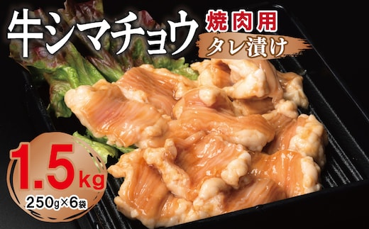 牛シマチョウ 焼肉用 タレ漬け 合計1.5kg【味付け 小分け 焼くだけ 簡単調理 BBQ 牛肉 ホルモン 250g×6袋】 G3381