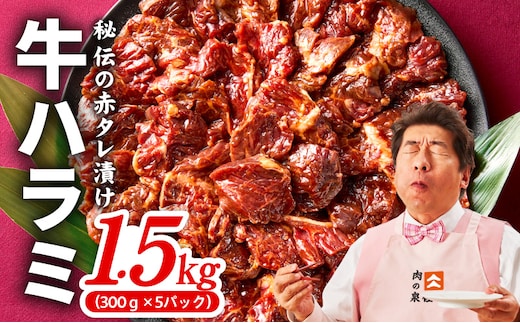 牛ハラミ 1.5kg（300g×5P）【秘伝の赤タレ 泉州元気ハラミ 牛肉 はらみ 小分け 焼肉 お弁当 BBQ 訳あり ワケアリ わけあり サイズ不揃い 規格外 TVで話題】 099H4051