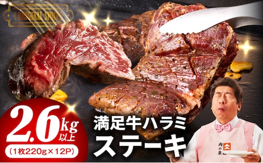 【満足牛ハラミステーキ】オリジナルスパイス仕込み 1枚220g×12P 合計2.64kg 【味付け ハラミ ステーキ 小分け 焼くだけ 簡単調理 BBQ 牛肉 普段使い】 099H4194