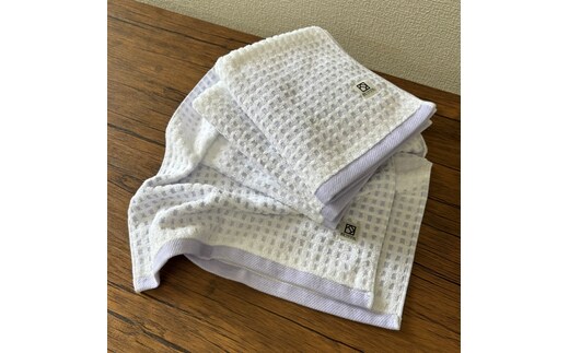 グラデーションワッフル フェイスタオル パープル 4枚【泉州タオル 国産 吸水 普段使い シンプル 日用品 家族 ファミリー 大阪 泉佐野 大阪府 泉佐野市】 099H4634