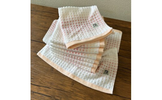 グラデーションワッフル ハンドタオル ピンク 8枚【泉州タオル 国産 吸水 普段使い シンプル 日用品 家族 ファミリー 大阪 泉佐野 大阪府 泉佐野市】 099H4648