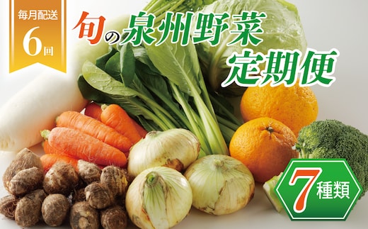泉州野菜 定期便 7種類×全6回【毎月配送 国産 野菜 やさい 詰め合わせ セット 新鮮 旬 ええもん ていきびん】 099Z113