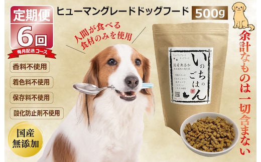 【定期便】国産 無添加 ドッグフード「いのちのごはん」500g×全6回【毎月配送コース】 099Z331