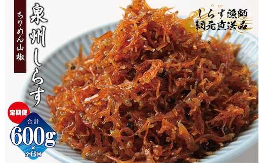 【定期便】泉州しらす （ちりめん山椒）600g×全6回 真面目漁師 濱ちゃんのこだわり G2192