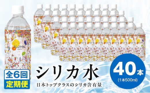 【定期便】ALOHAS シリカ水 合計20L (500ml×40本入り)×全6回 099Z363