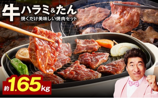 【定期便】牛ハラミ肉 ＆ 牛たん 総量 1.65kg【大人気の食べ比べ ハラミ 牛タン 小分け 牛肉 焼肉セット BBQ 訳あり サイズ不揃い 2026年2月＆5月発送 全2回】 099Z441