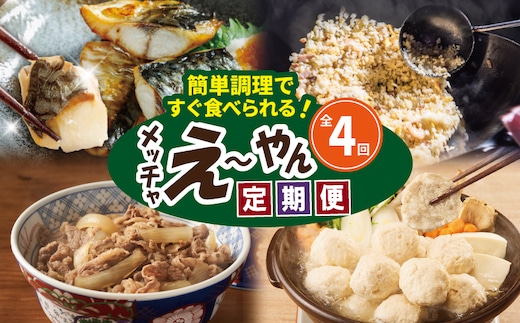 【定期便】栄物産のメッチャえ～やん定期便 全4回【サバ 鯖 さば チャーハン 炒飯 つくね 鶏 牛丼 冷凍 惣菜 おかず 弁当 おつまみ 鍋具材 大阪 泉佐野 大阪府 泉佐野市】 099Z582