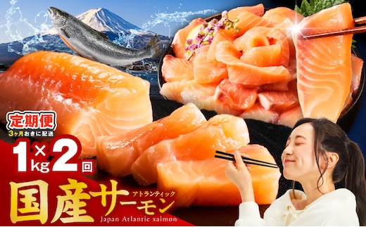 【分けて届く定期便】国産アトランティックサーモン 1kg ポーション【小分け 真空パック 訳あり サイズ不揃い 刺身 海鮮丼 さーもん 鮭 さけ シャケ しゃけ 冷凍 全2回】 099Z616