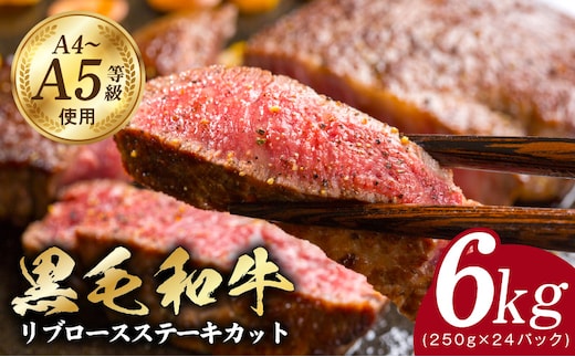 A5/A4ランク 黒毛和牛 リブロースステーキカット 合計6kg（250g×24P）【極味付け肉】 G3649