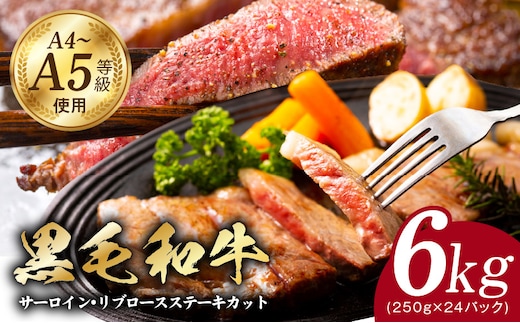 A5/A4ランク 黒毛和牛 サーロイン/リブロース ステーキカット 合計6kg（各250g×12P）【極味付け肉】 G3652