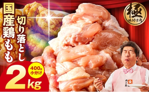 国産 鶏もも肉 カット済み 2kg【味付け肉 400g×5P 小分け 訳あり 部位不揃い】 G3653