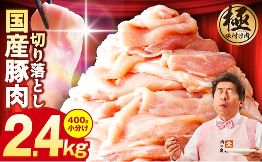 国産 豚肉 切り落とし 2.4kg【国産 味付け肉 400g×6P 小分け 訳あり 部位不揃い】 G3654