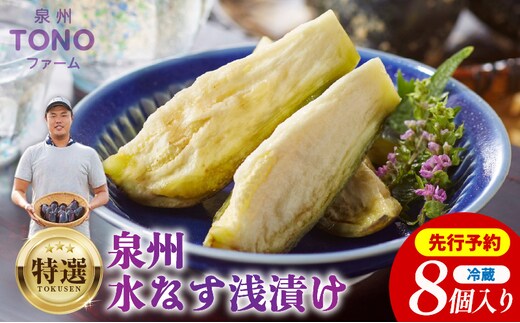 【先行予約】特選 無添加 水なす漬け 8個【新鮮 野菜 泉佐野産 茄子 やさい TONOファーム 高評価 数量限定】 010B139