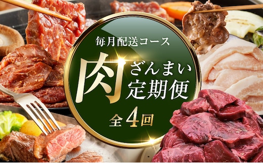 アキラ商店 肉三昧 総量 4kg以上 定期便 全4回【毎月配送コース お楽しみ 焼肉 ていきびん 焼くだけ 小分け BBQ やきにく 数量限定】 099Z127