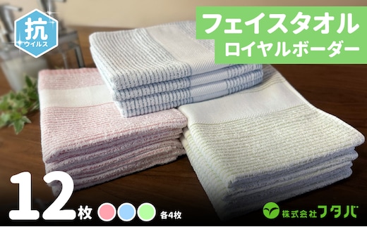 ロイヤルボーダータオル（抗ウイルス加工）【泉州タオル 国産 吸水 普段使い シンプル 日用品】 G2147