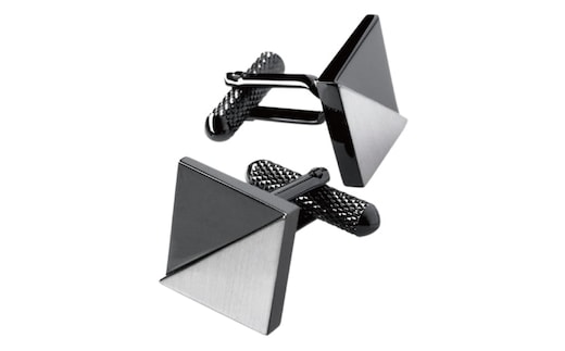 【スピード発送】ジオメトリック・スクエアカフス ブラックシルバー G2835