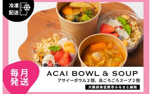 【定期便】アサイーボウル 2個＆具ごろごろスープ 2個 全12回【毎月配送コース】 G3138