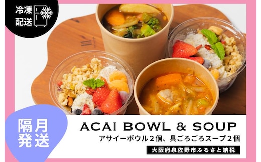 【定期便】アサイーボウル 2個＆具ごろごろスープ 2個 全6回【2か月に1回配送コース】 G3139