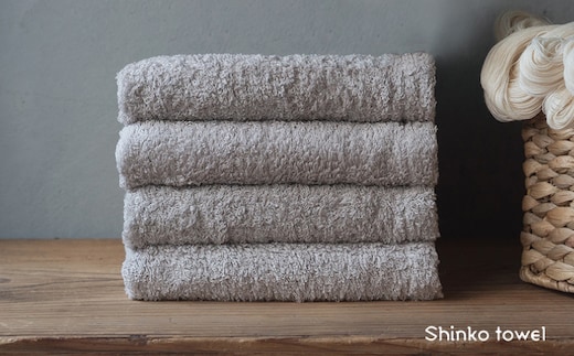 【TVで紹介！】おぅ！え～やん フェイスタオル（グレー）4枚【泉州タオル 国産 吸水 普段使い 無地 シンプル 日用品 家族 ファミリー】 G3488