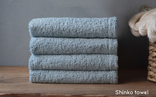 【TVで紹介！】おぅ！え～やん フェイスタオル（ブルー）4枚【泉州タオル 国産 吸水 普段使い 無地 シンプル 日用品 家族 ファミリー】 G3491